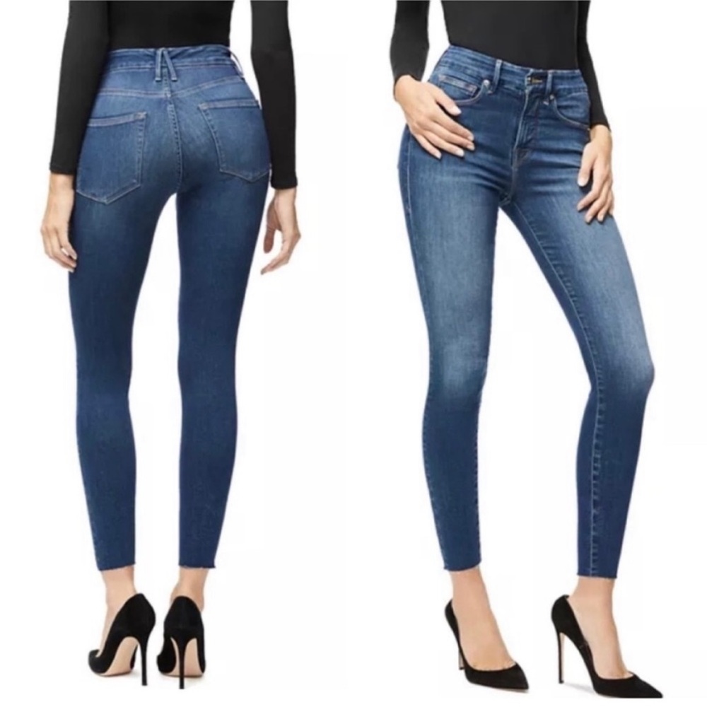 Good American Good Legs Crop Skinny Ankle Stretch Denim Jeans Blue 6 28
